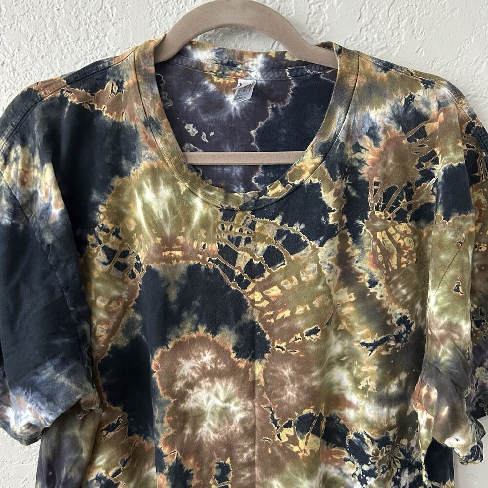 American Apparel Tie Dye T Shirt Mens 2XL USA Made Grunge Festival Earth Tone - Picture 3 of 9